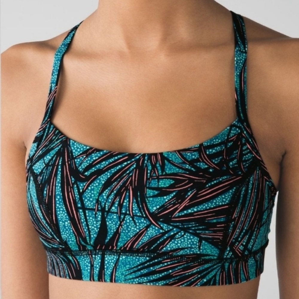Lululemon 4 rose and run palm sports bra